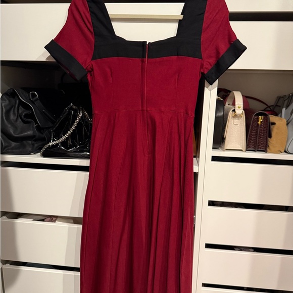 NWOT Unique Vintage Burgundy and Black Midi Dress - Picture 3 of 4